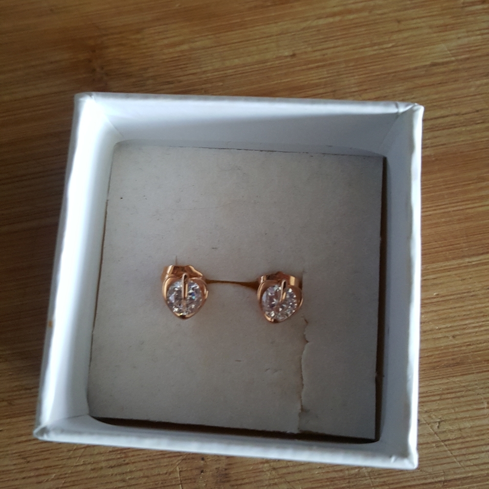 ROSE GOLD Tone CZ Studs (Apple Shape) SOLD ON TITLE